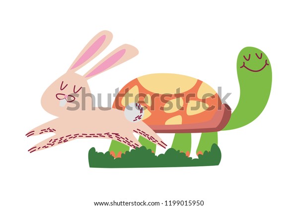 Rabbit Turtle Cartoon Stock Vector (Royalty Free) 1199015950 | Shutterstock