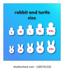 Rabbit and Turtle Size icon vector 