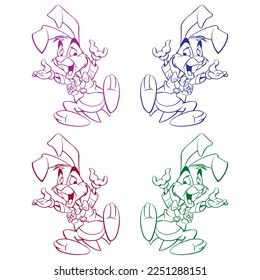 Rabbit In A Tuxedo Vector Illustration. Bunny Cartoon Character