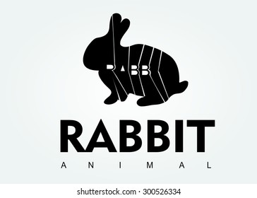 Rabbit typography, rabbit animal