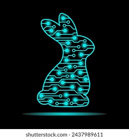 Rabbit vector. Abstract rabbit drawn from circles and lines. Easter Bunny.