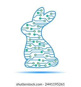 Rabbit vector. Abstract rabbit drawn from circles and lines. Easter Bunny.