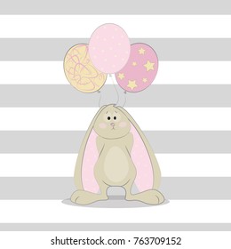 rabbit vector .animal print.Children illustration for school books and much more. Separate subjects. Picture character.animal love.little princess.