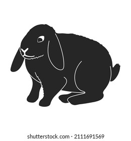 Rabbit vector black icon. Vector illustration bunny on white background. Isolated black illustration icon of rabbit.