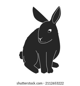 Icono negro vector de conejo. Conejo de ilustración de vector sobre fondo blanco. Icono de ilustración negra aislada de conejo.