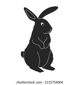 Rabbit vector black icon. Vector illustration bunny on white background. Isolated black illustration icon of rabbit.