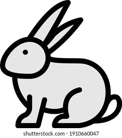 rabbit vector color line icon