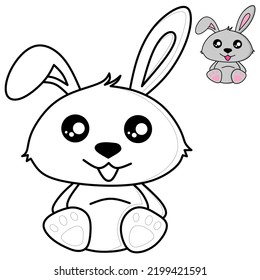 rabbit vector drawing for coloring book