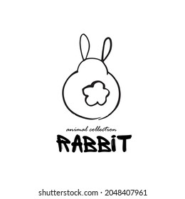 Rabbit. Vector drawing. Drawn sketch of a rabbit. Linear drawing of an animal