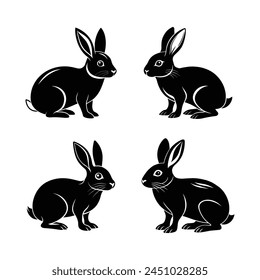 rabbit vector Hand drawn animals silhouette illustration