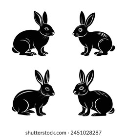 rabbit vector Hand drawn animals silhouette illustration