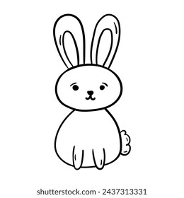 Rabbit vector icon in doodle style. Symbol in simple design. Cartoon object hand drawn isolated on white background.