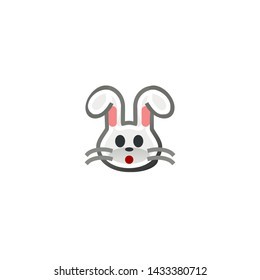 Rabbit Vector Icon. Isolated Bunny Emoji, Emoticon, Illustration