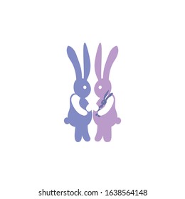 Rabbit vector icon and logo