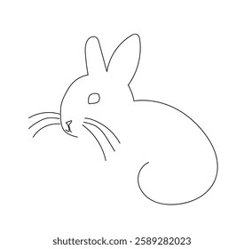 Rabbit Vector icon. Outline Easter bunny greeting card. Hand drawn line continuous rabbit. Graphic design, print, banner, poster, postcard. Hand made vector not Al