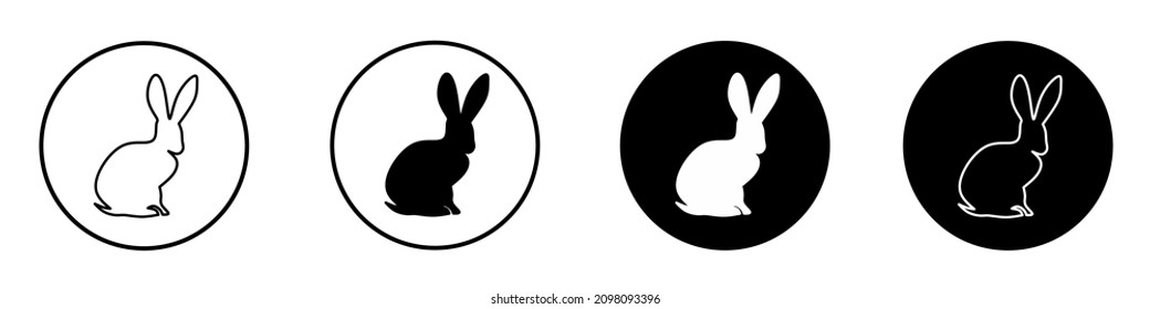Rabbit vector icon set isolated on white background. Collection of rabbit silhouette flat illustrations.