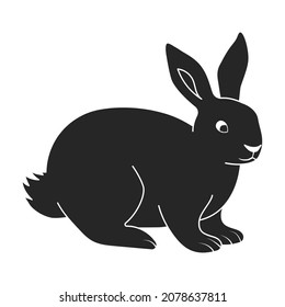 Rabbit vector icon.Black vector icon isolated on white background rabbit.