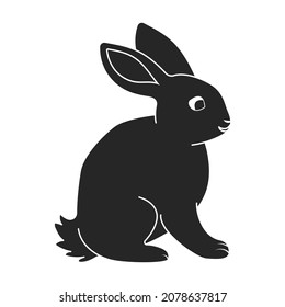 Rabbit vector icon.Black vector icon isolated on white background rabbit.