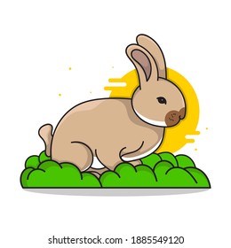 Rabbit Vector Illustration. Animal Flat Cartoon
