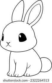 Kaninchen, Vektorgrafik. Schwarz-Weiß-Umrisslinie Bunny-Farbbuch oder -Seite für Kinder