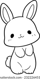 Kaninchen, Vektorgrafik. Schwarz-Weiß-Umrisslinie Bunny-Farbbuch oder -Seite für Kinder