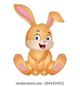 Rabbit vector illustration. Cute bunny rabbit cartoon clipart, animal in flat style. Farm animals concept, rural farming. Livestock animal small rabbit vector