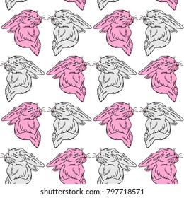 Rabbit vector illustration. Doodle style. Design, print, logo, decor, textile, paper.