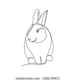 Rabbit vector illustration drawn in line art style