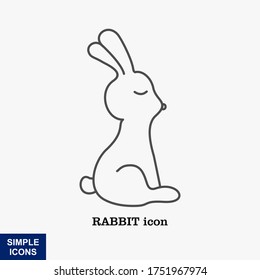 Rabbit. Vector illustration isolated on white background, flat design, cartoon style.