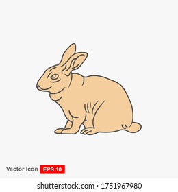 Rabbit. Vector illustration isolated on white background, flat design, cartoon style.