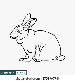 Rabbit. Vector illustration isolated on white background, flat design, cartoon style.