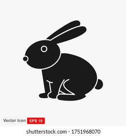 Rabbit. Vector illustration isolated on white background, flat design, cartoon style.