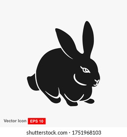 Rabbit. Vector illustration isolated on white background, flat design, cartoon style.