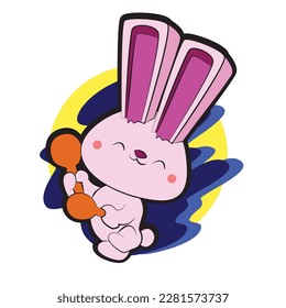 rabbit vector illustration with japanese background