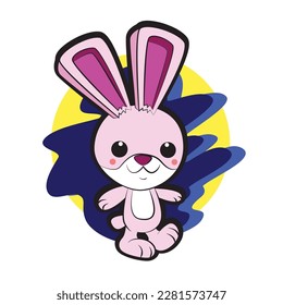 rabbit vector illustration with japanese background