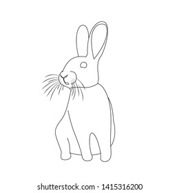 Rabbit vector illustration outline. Coloring book with animal. black and white. white background.