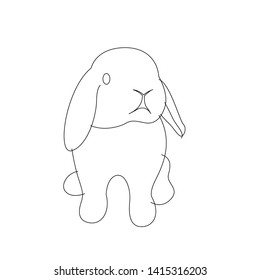 Rabbit vector illustration outline. Coloring book with animal. black and white. white background.