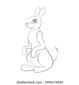 Rabbit vector illustration outline on the white background.