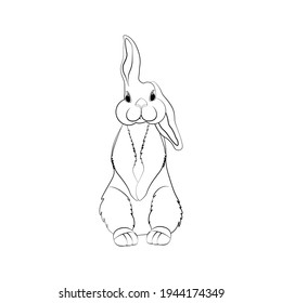 Esquema de ilustración del vector de conejo sobre el fondo blanco.
