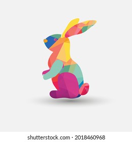 Rabbit vector illustration in polygonal style. rabbit isolated on white background.
