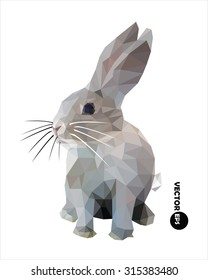 Rabbit vector illustration in polygonal style. rabbit isolated on white background.