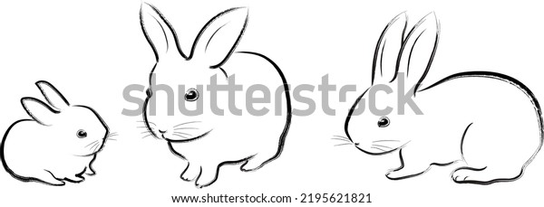 Rabbit Vector Illustration Set Japanese New Stock Vector (Royalty Free ...