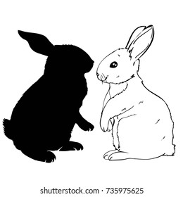 rabbit, vector, illustration, silhouette