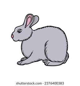 rabbit vector illustration,isolated on white background,top view
