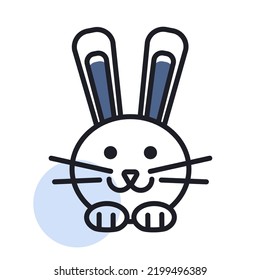 Icono aislado del vector de conejo. Señal de animales mascotas. Símbolo gráfico para el diseño de aplicaciones y sitios web para mascotas y veterinarios, logotipo, aplicación, interfaz de usuario