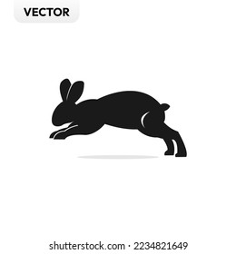 Rabbit vector jump bunnies black vector editable set black silhouettes hares in different poses Rabbit Isolated On White Background graphic running print animal illustration funny bunny logo icon