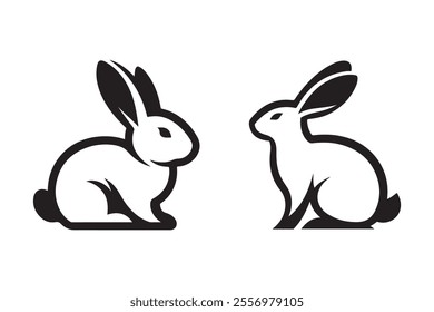 Rabbit vector line art illustration bundle