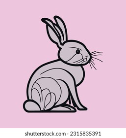 Rabbit Vector Line Art,This Is A one Of The Creative Art.