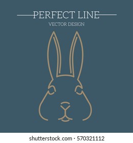 rabbit vector line, symbol, logo, emblem. Contour Design.