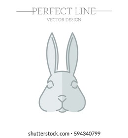 rabbit vector line, symbol, logo, emblem. Contour Design.